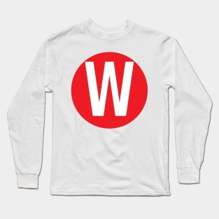 Letter W Big Red Dot Letters & Numbers Long Sleeve T-Shirt